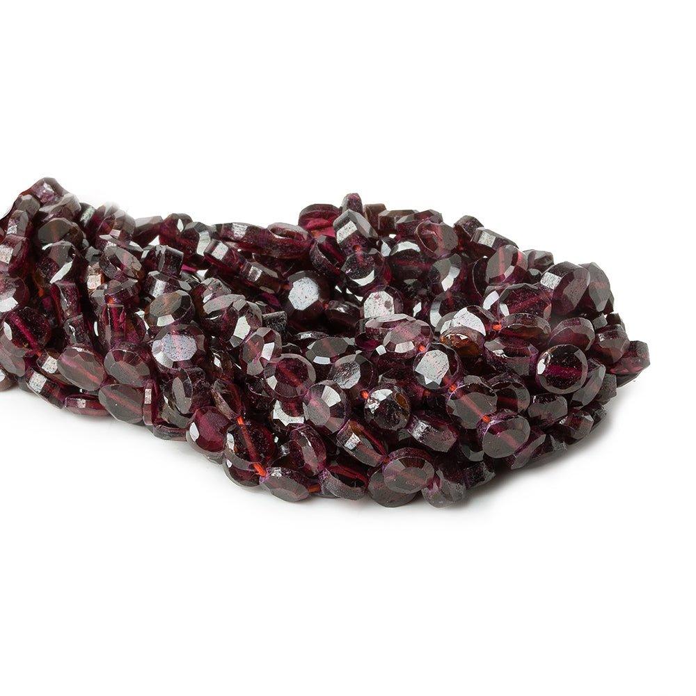 Garnet Faceted Coin Beads, 14.25 inch, 5mm average, 71 pieces - The Bead Traders