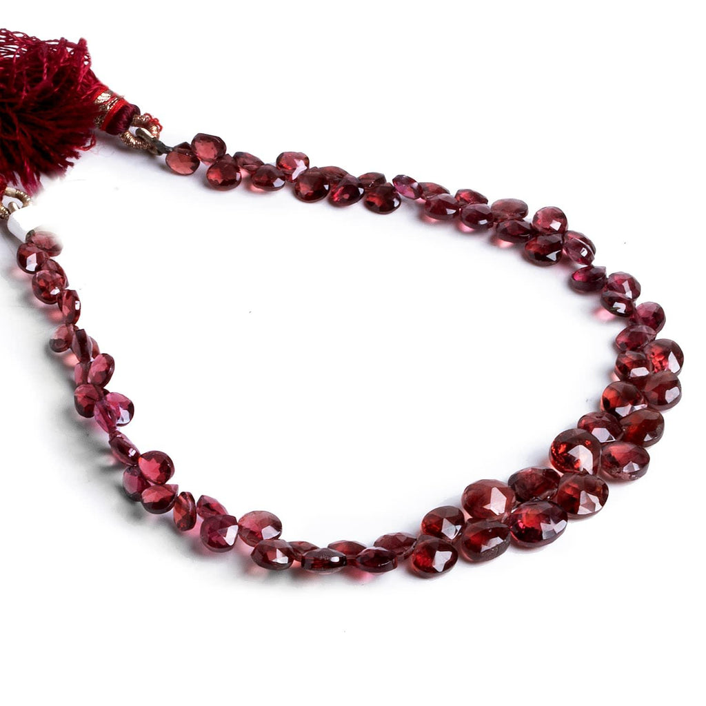 Garnet Faceted Heart Beads 8 inch 70 pieces - The Bead Traders