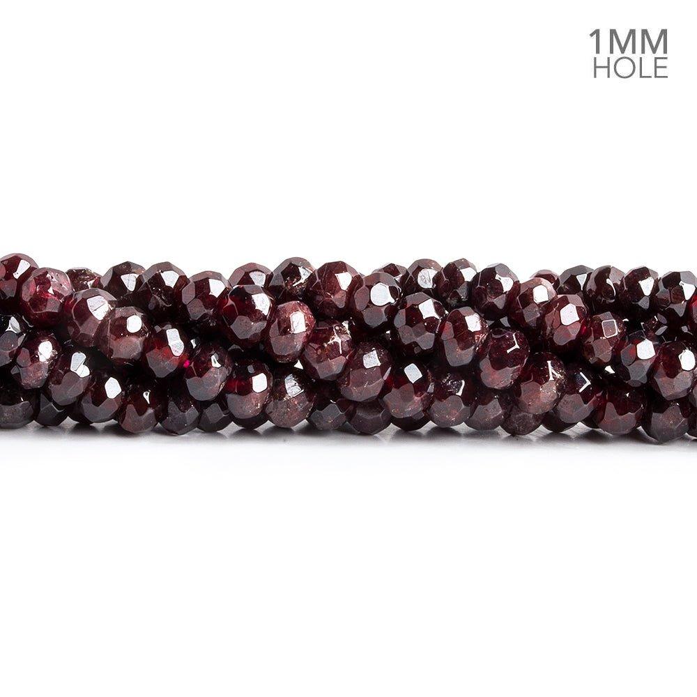 Garnet faceted rondelles 16 inch 85 large hole beads 6mm average - The Bead Traders