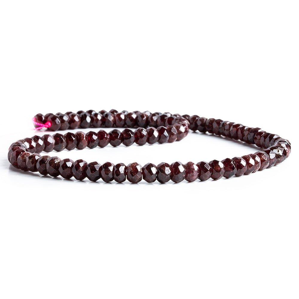 Garnet faceted rondelles 16 inch 85 large hole beads 6mm average - The Bead Traders