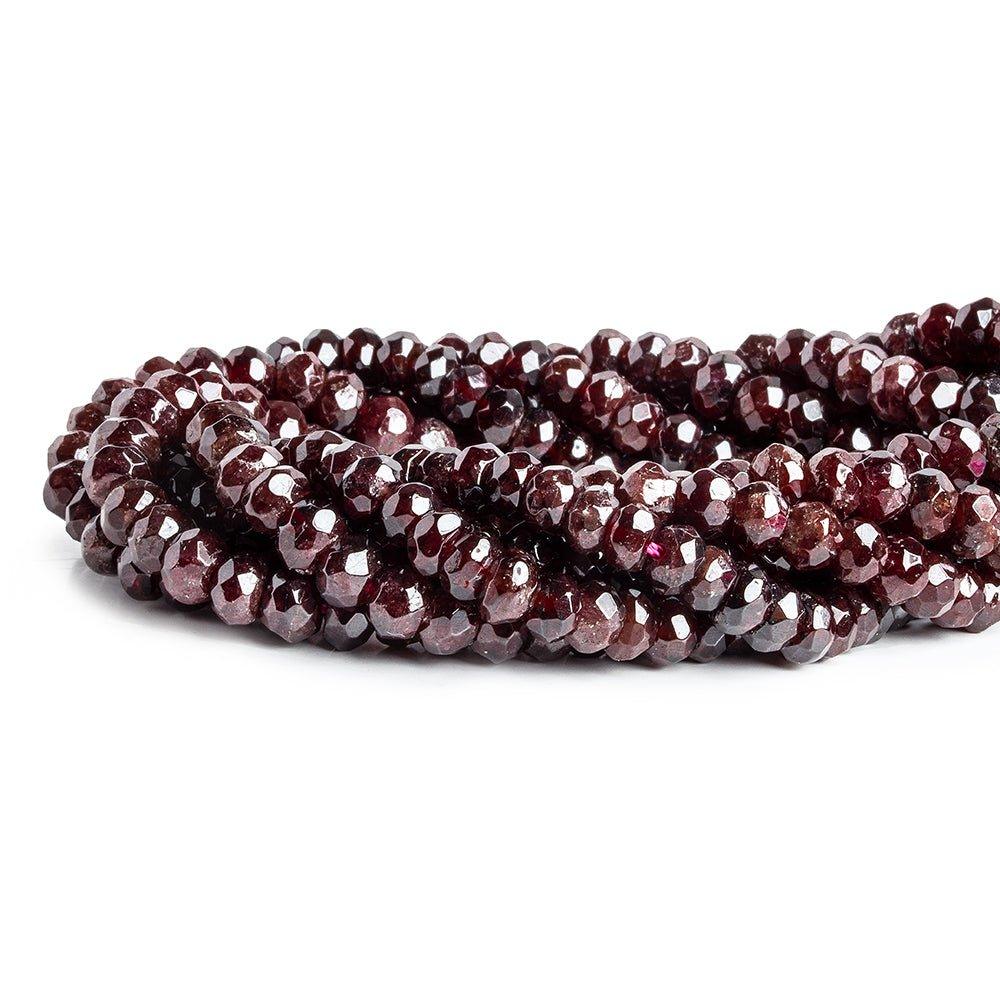 Garnet faceted rondelles 16 inch 85 large hole beads 6mm average - The Bead Traders
