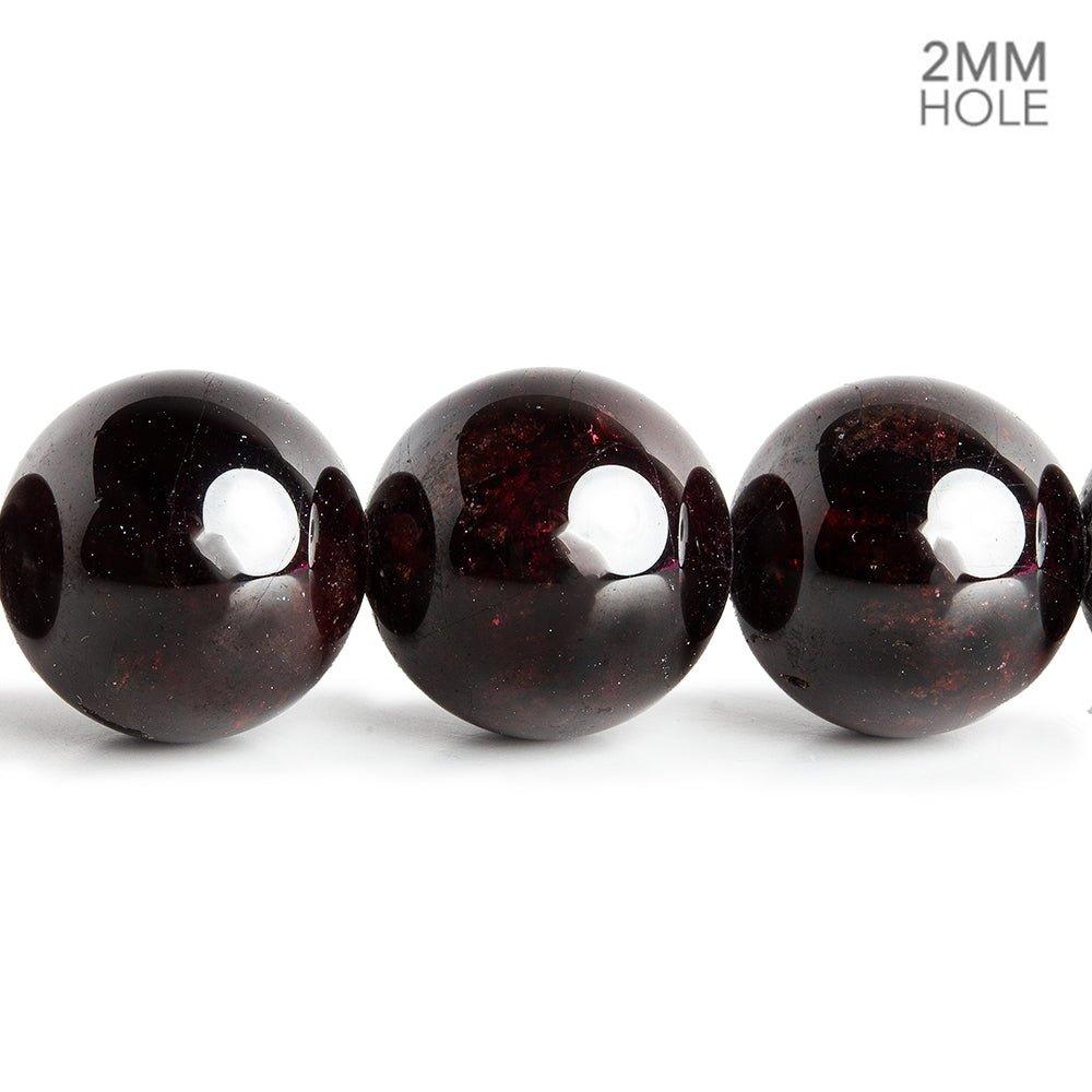 Garnet plain round large hole beads 16 inch 31 pieces 12mm - 13mm - The Bead Traders