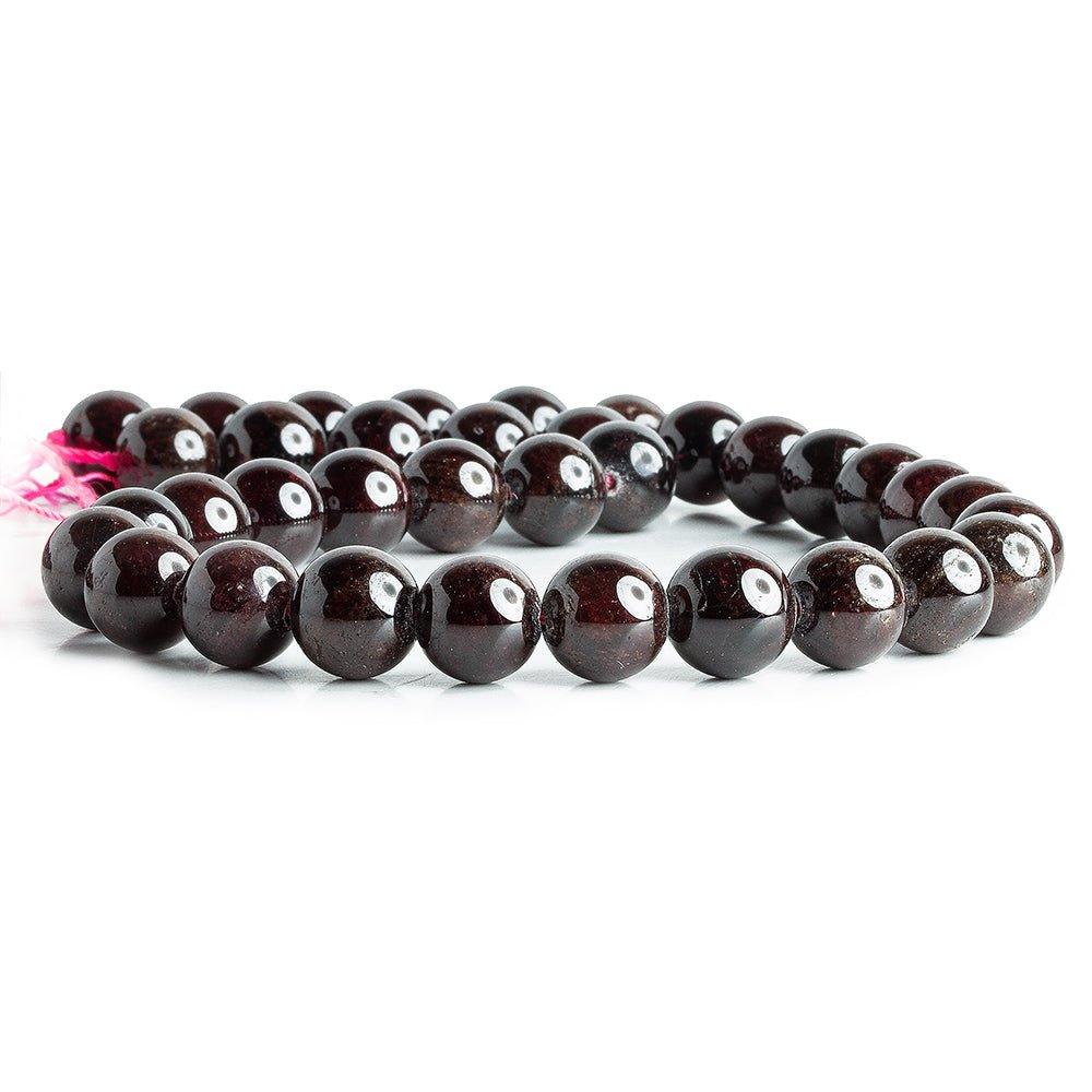 Garnet plain round large hole beads 16 inch 35 pieces 11mm average - The Bead Traders
