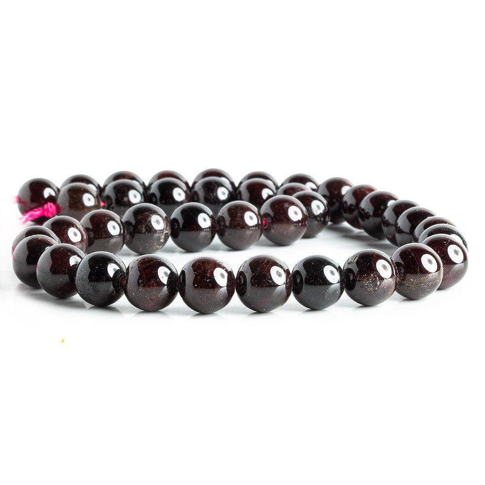 Garnet plain round large hole beads 16 inch 38 pieces 11mm - The Bead Traders