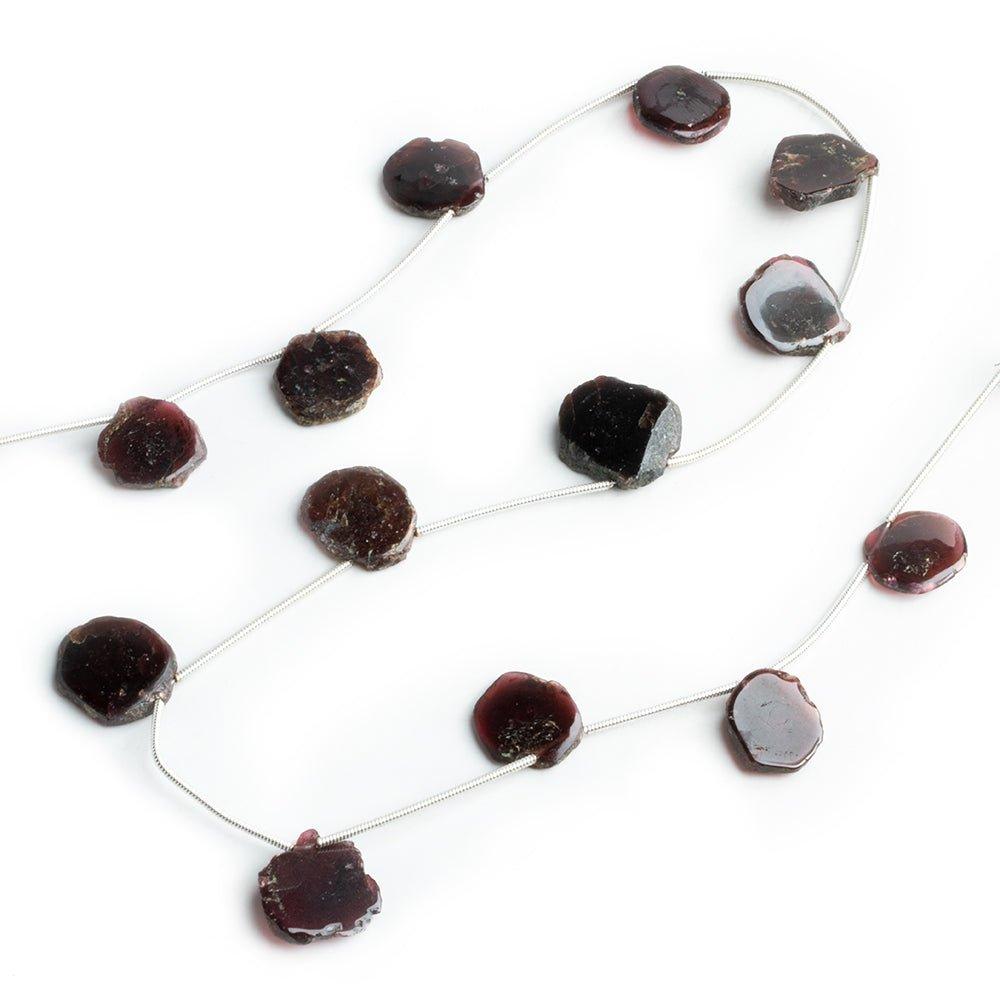 Garnet Top Drilled Slice Beads 13 pieces - The Bead Traders