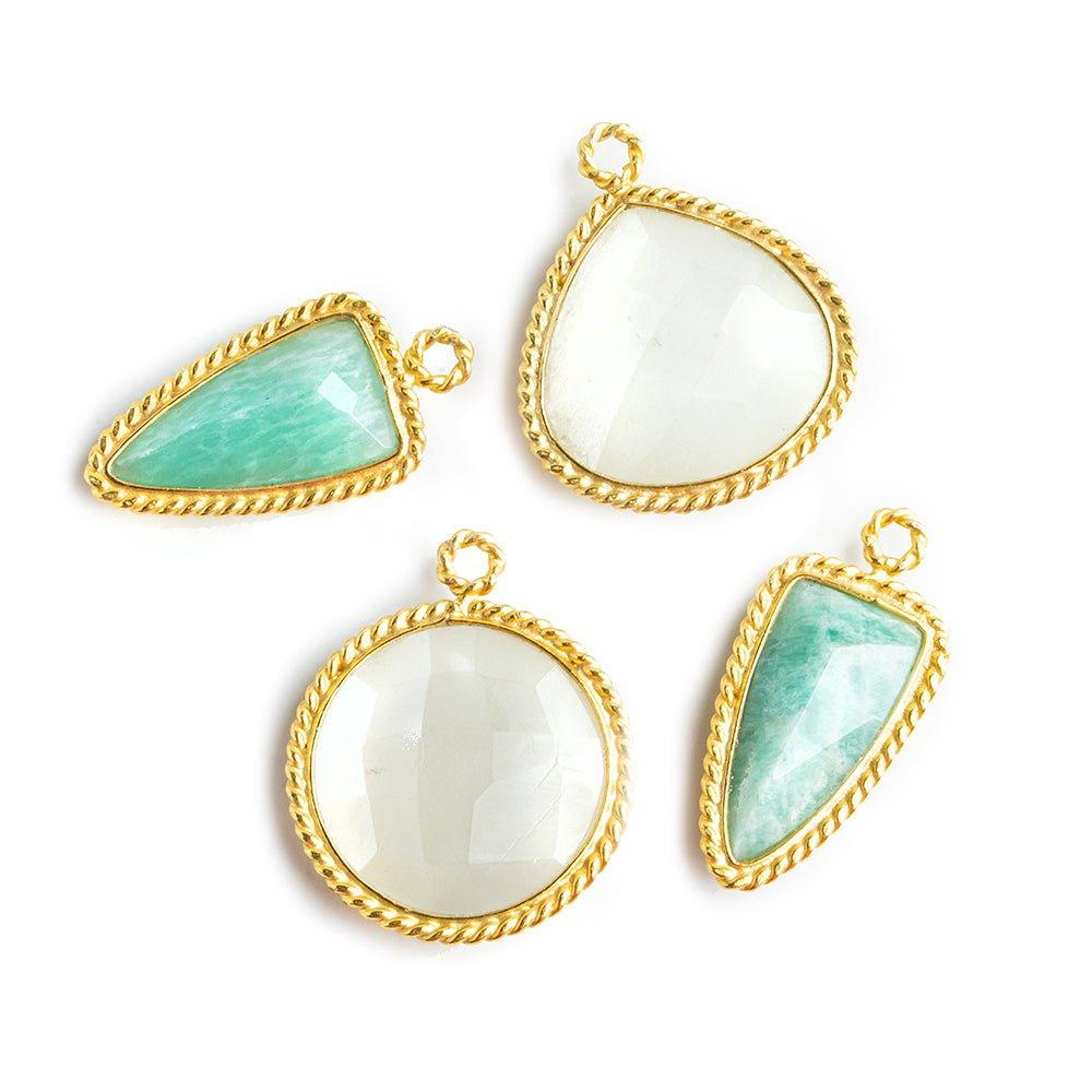Gold Bezeled Focal Pendants - Lot of 4 - The Bead Traders