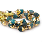 Gold Leaf Matte Neon Apatite plain nuggets 6 inch 7 beads 12x10-14x10mm - The Bead Traders