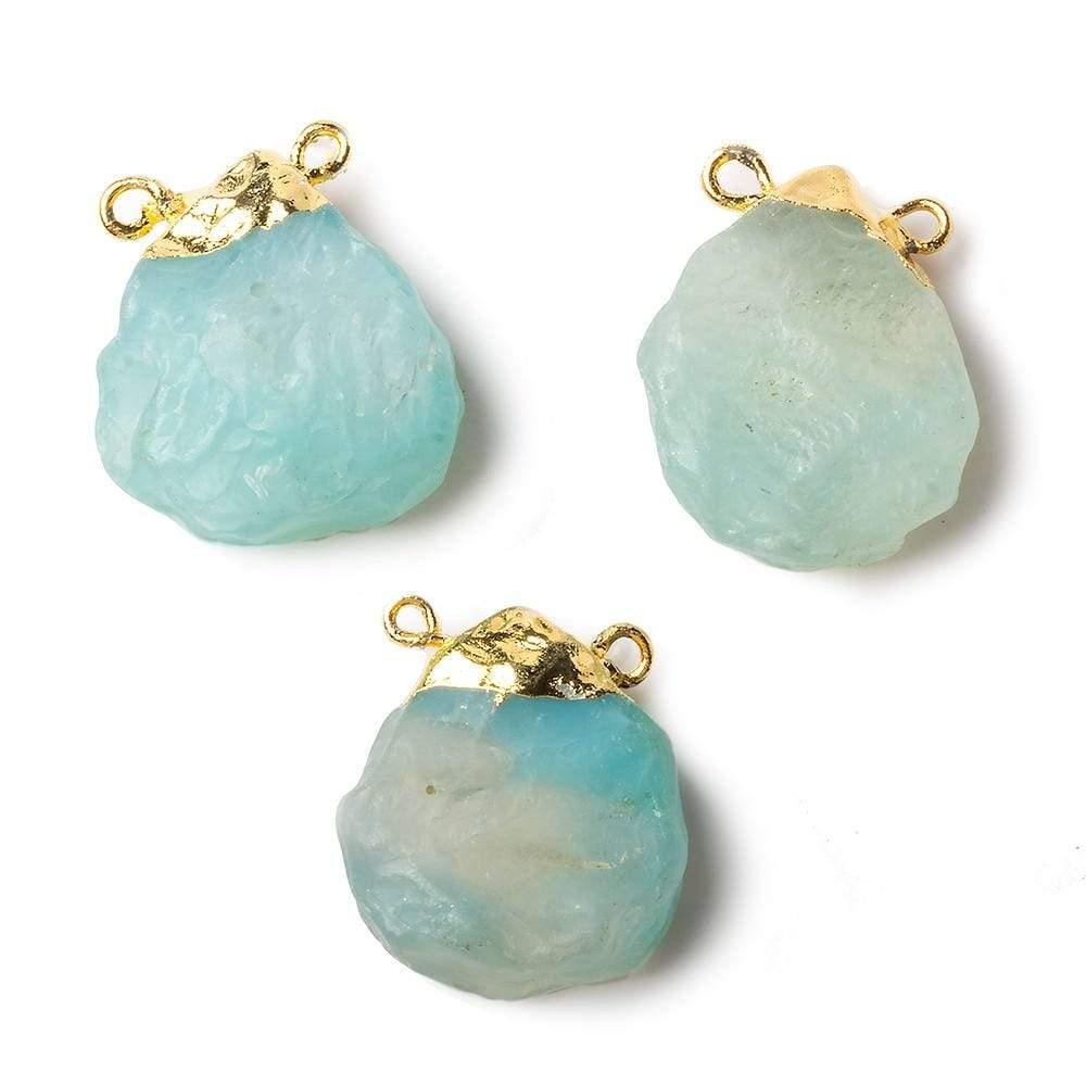 Gold Leaf Tip Blue Agate Hammer Faceted Pear Connector - The Bead Traders