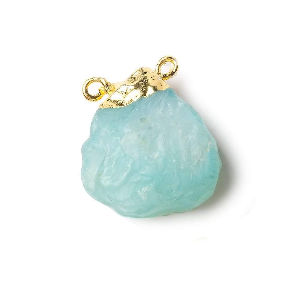 Gold Leaf Tip Blue Agate Hammer Faceted Pear Connector - The Bead Traders