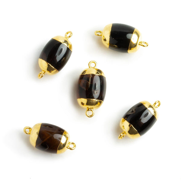 Gold Leafed Agate Barrel Connector 1 Piece