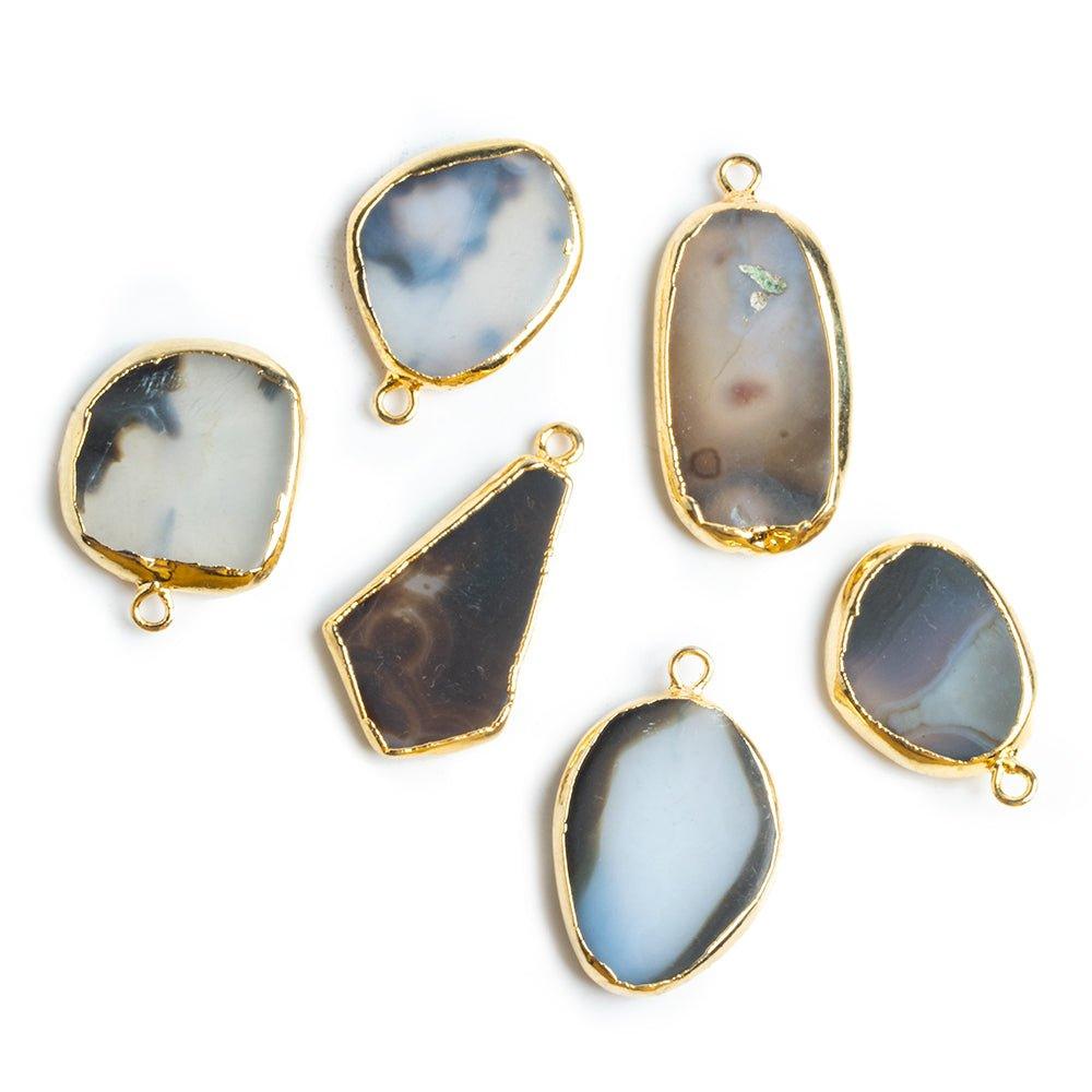 Gold Leafed Agate Focal Pendants - Lot of 6 - The Bead Traders