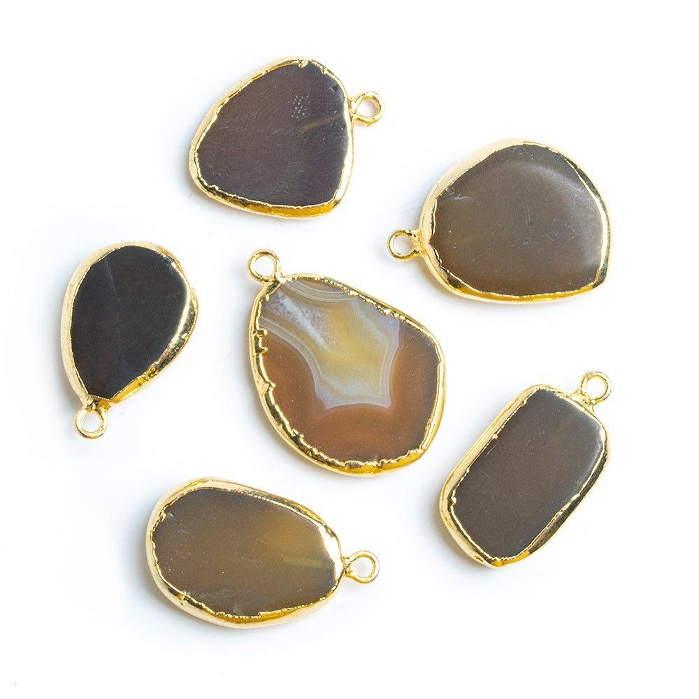 Gold Leafed Agate Freeshape Focal Pendant 1 Piece - The Bead Traders