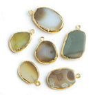 Gold Leafed Agate Freeshape Focal Pendant 1 Piece - The Bead Traders