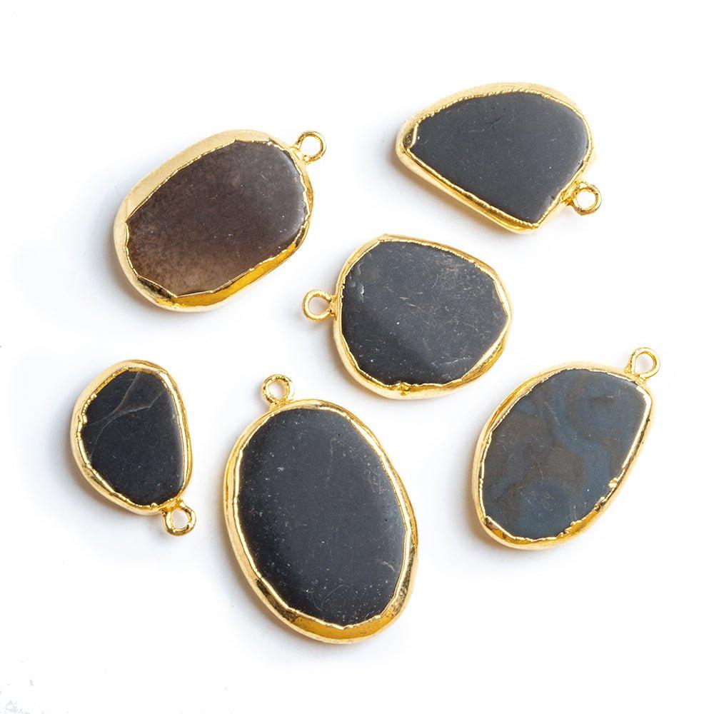 Gold Leafed Agate Freeshape Focal Pendant 1 Piece - The Bead Traders