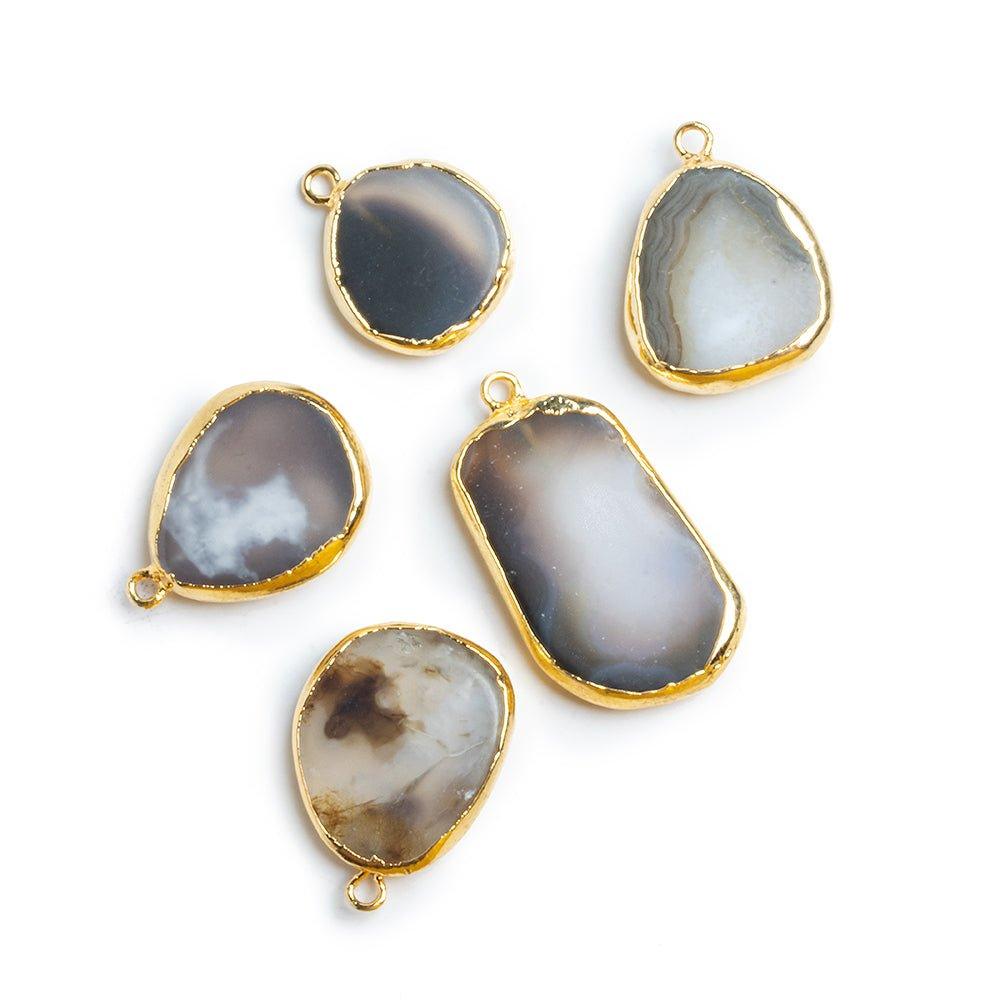 Gold Leafed Agate Pendants - Lot of 5 - The Bead Traders