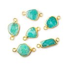 Gold Leafed Amazonite Nugget Connector 1 piece 12x10mm average size - The Bead Traders