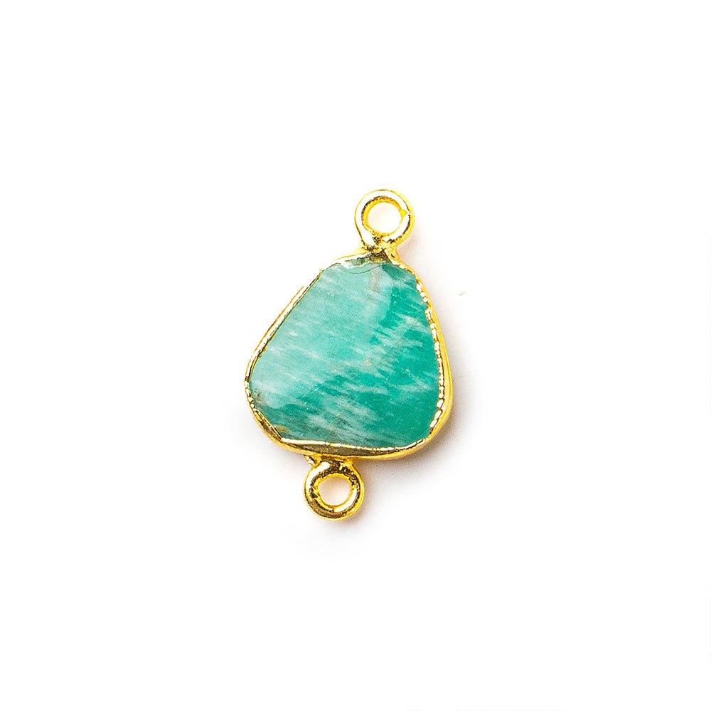 Gold Leafed Amazonite Slice Connector 1 focal bead 14x11mm average - The Bead Traders