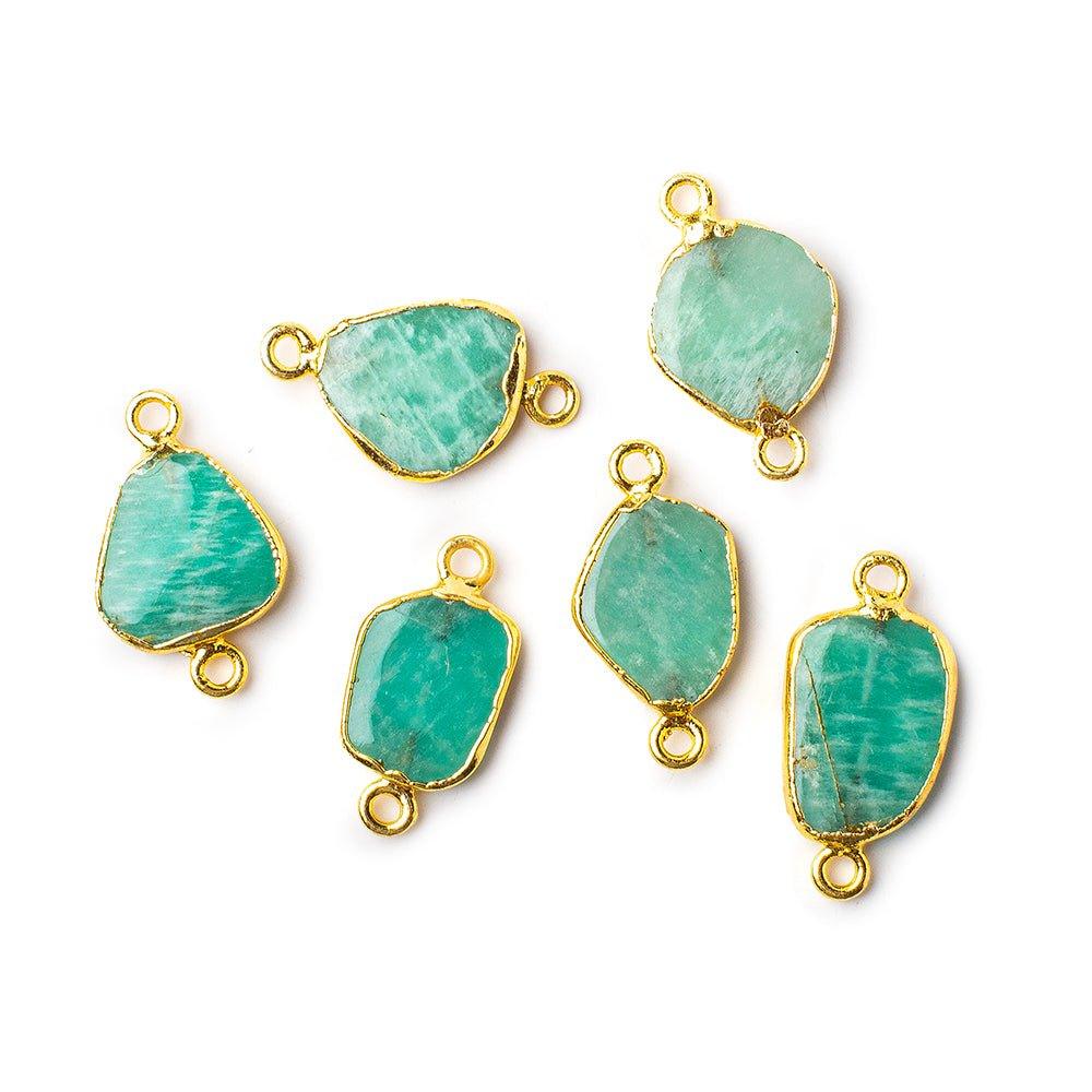 Gold Leafed Amazonite Slice Connector 1 focal bead 14x11mm average - The Bead Traders