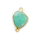 Gold Leafed Amazonite Slice Connector 1 focal bead 18x14mm average - The Bead Traders