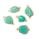 Gold Leafed Amazonite Slice Connector 1 focal bead 18x14mm average - The Bead Traders