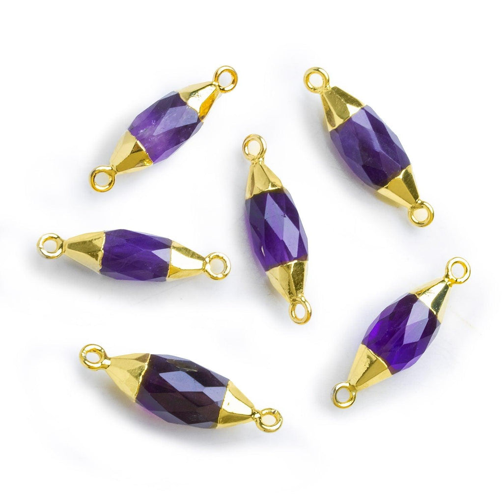 Gold Leafed Amethyst Barrel Marquise Connector 1 Piece - The Bead Traders