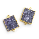 Gold Leafed Amethyst Drusy Rectangle Connector 1 Piece - The Bead Traders