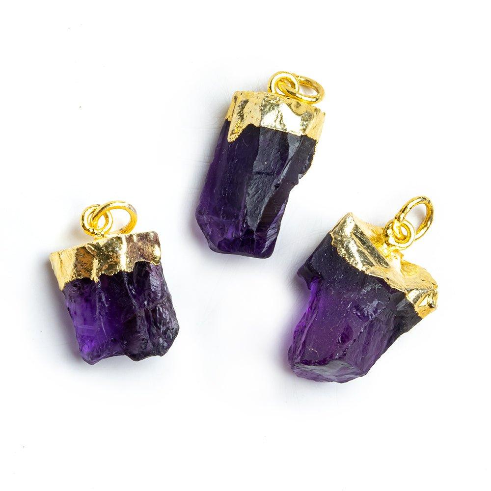 Gold Leafed Amethyst Natural Crystal Focal Pendant 1 Piece - The Bead Traders