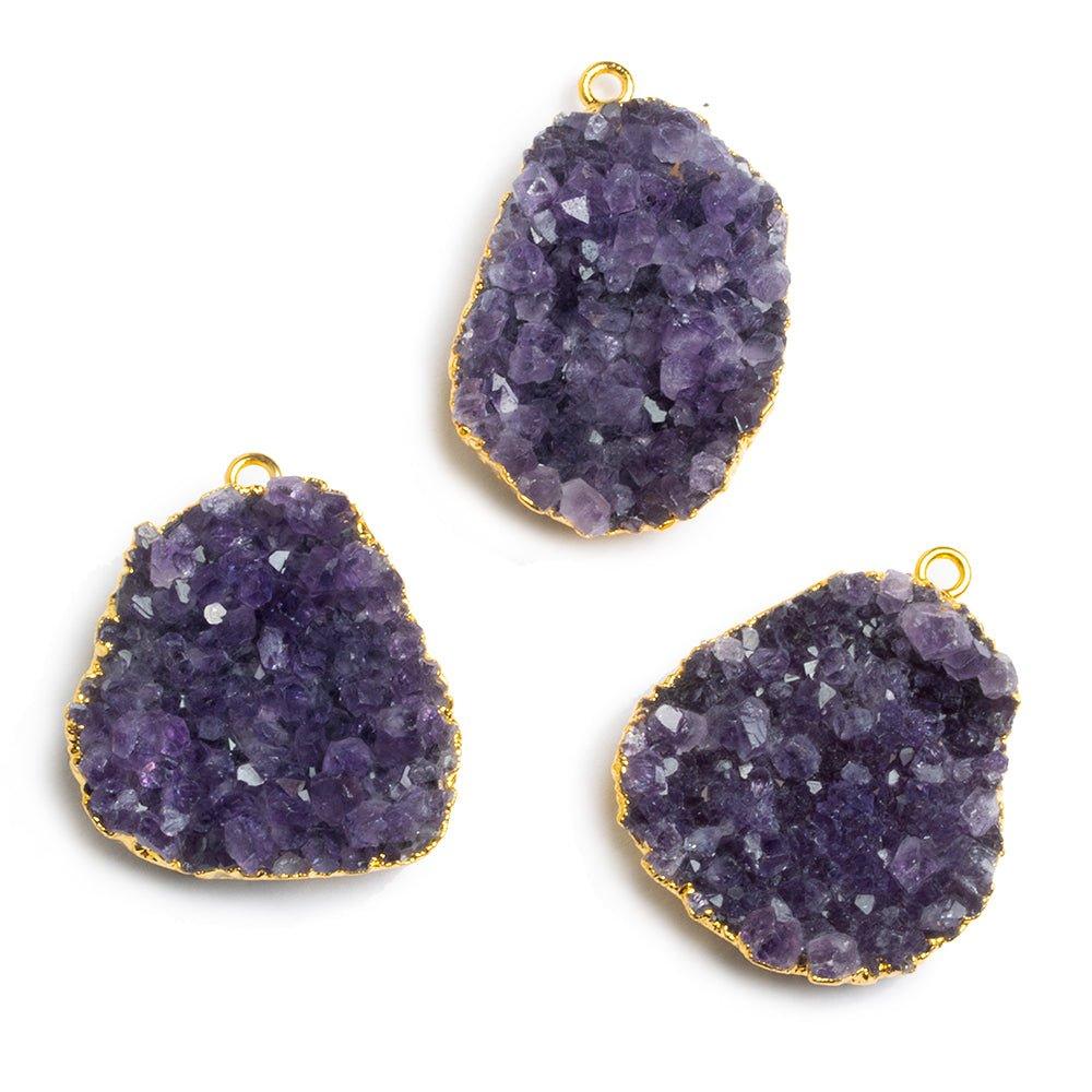 Gold Leafed Amethyst Natural Crystal Pendant 1 Piece - The Bead Traders