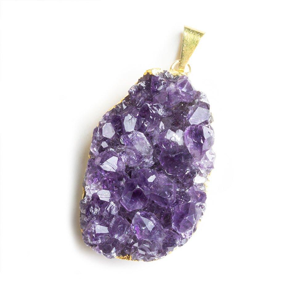 Gold Leafed Amethyst Natural Crystals Focal Pendant 1 Piece - The Bead Traders