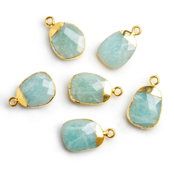 Gold Leafed Aquamarine Flat Nugget Pendant 1 Piece