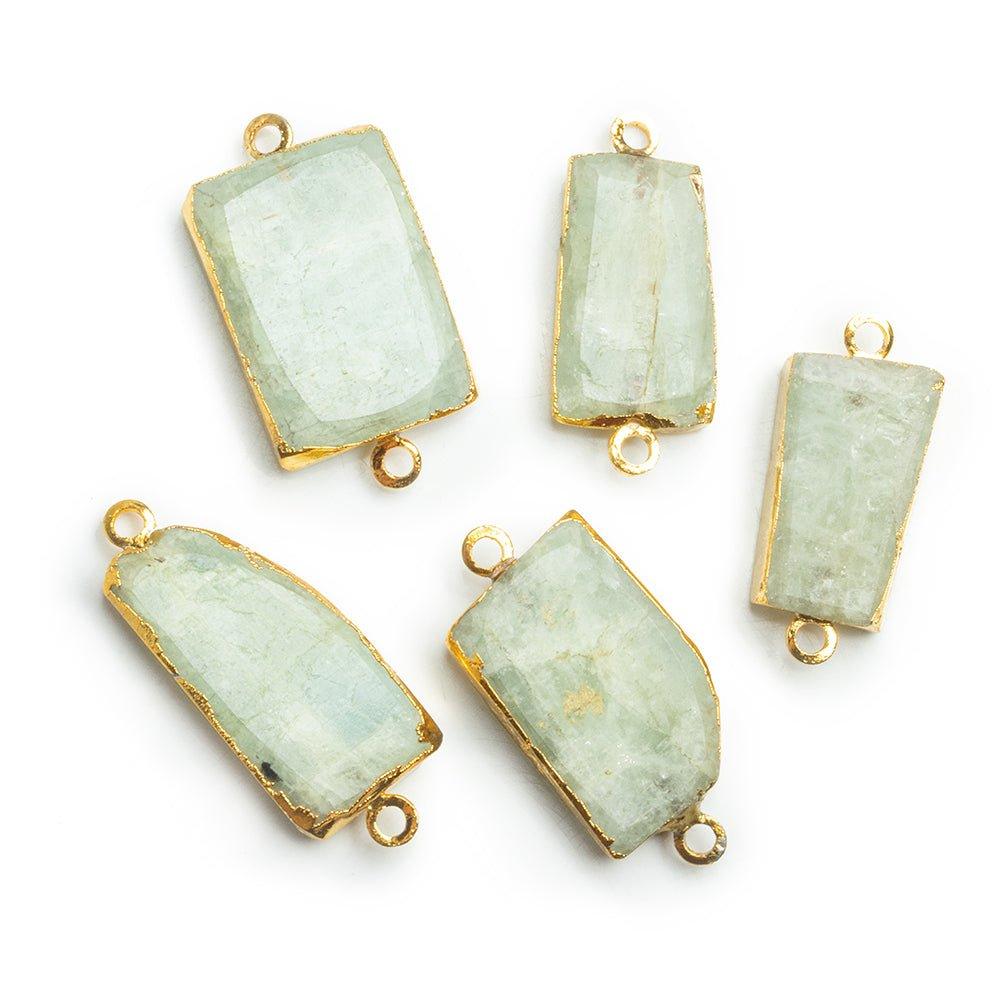 Gold Leafed Aquamarine Freeshape Connector - The Bead Traders