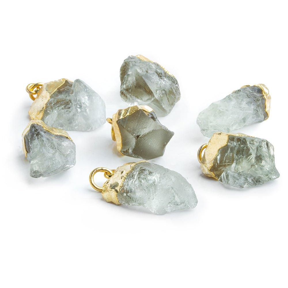 Gold Leafed Aquamarine Natural Crystal Focal Pendant 1 Piece - The Bead Traders