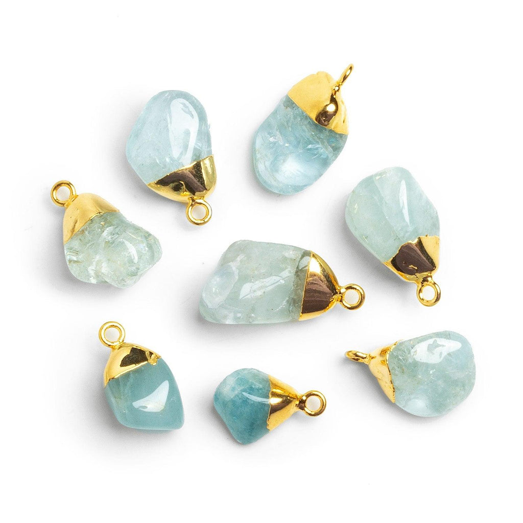 Gold Leafed Aquamarine Nugget Pendant 1 Bead - The Bead Traders
