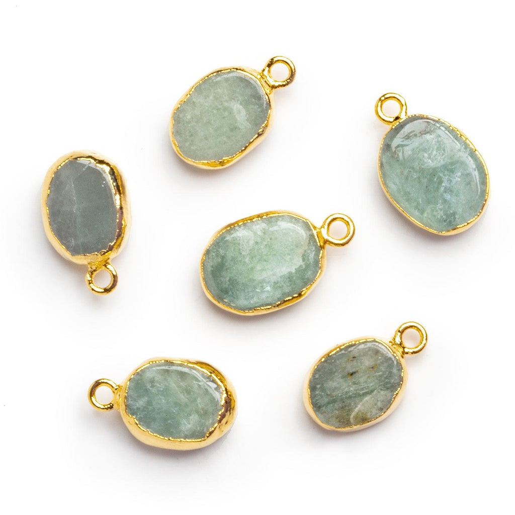 Gold Leafed Aquamarine Oval Pendant 1 Bead - The Bead Traders