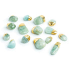 Gold Leafed Aquamarine Plain Nugget Focal Beads - Lot of 5 - The Bead Traders