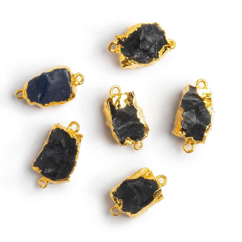 Gold Leafed Black Agate Hammer Faceted Connector 1 Bead - The Bead Traders