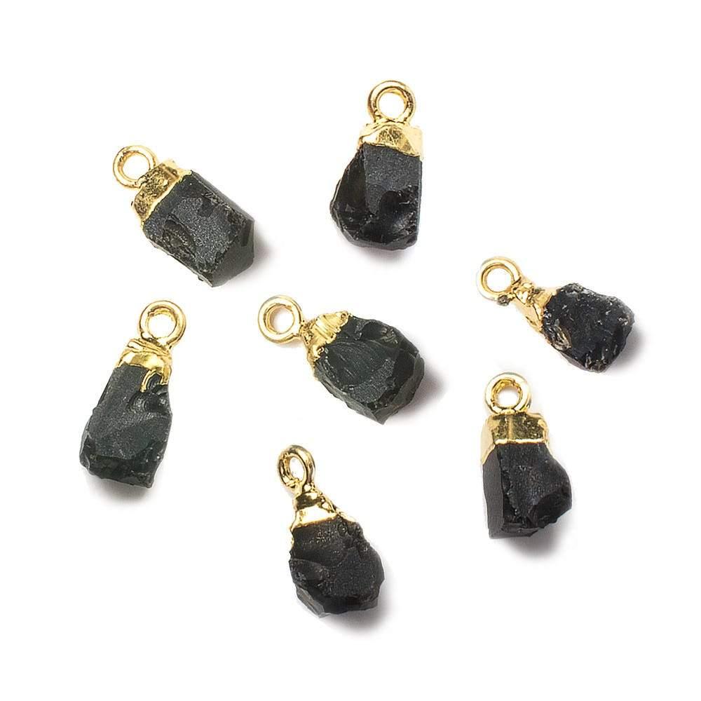 Gold Leafed Black Chalcedony Natural Crystal Pendant 1 Piece - The Bead Traders