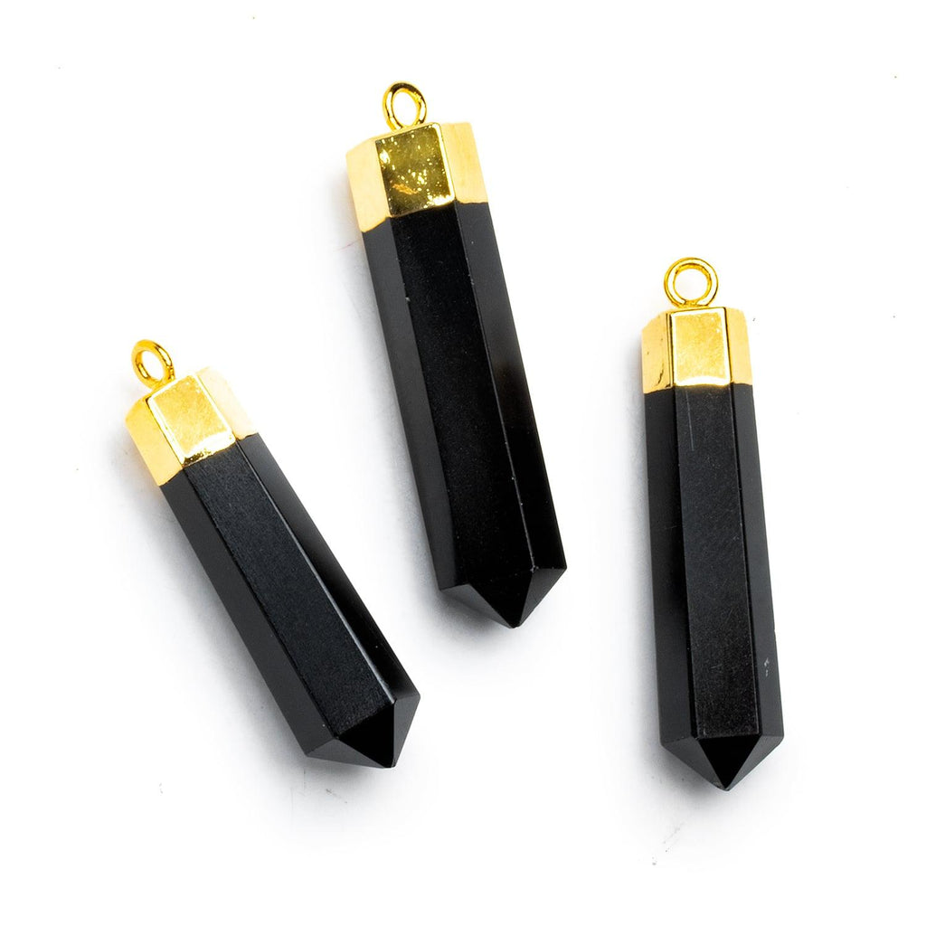 Gold Leafed Black Onyx Large Point Pendant 1 Piece - The Bead Traders