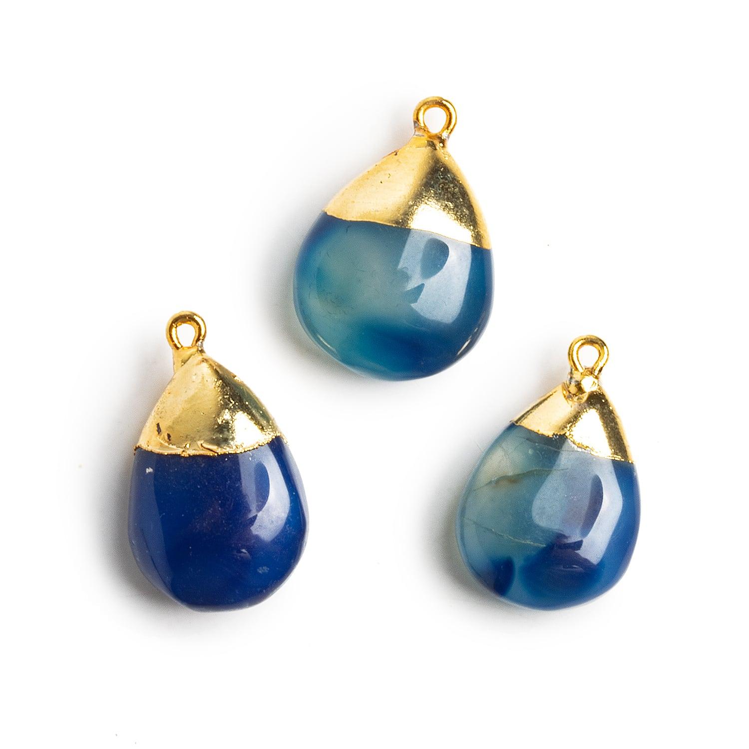 Gold Leafed Blue Chalcedony Plain Pear Pendant 1 Bead - The Bead Traders