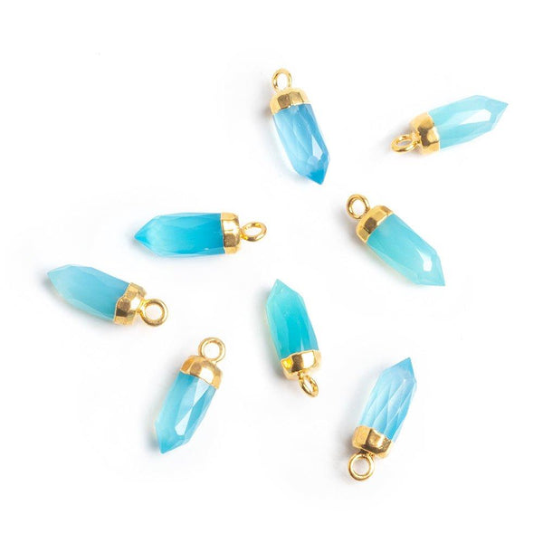 Gold Leafed Blue Chalcedony Spike Pendant 1 Piece