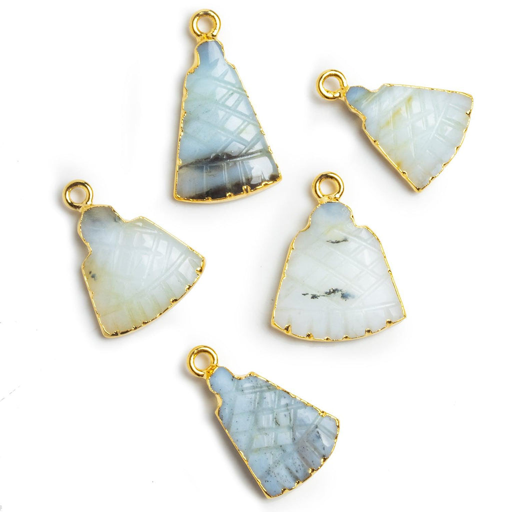 Gold Leafed Blue Peruvian Opal Carved Pendants - Lot of 5 - The Bead Traders