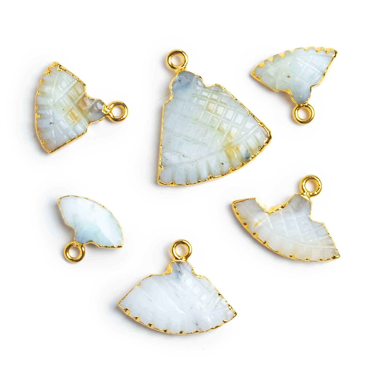 Gold Leafed Blue Peruvian Opal Carved Pendants - Lot of 6 - The Bead Traders