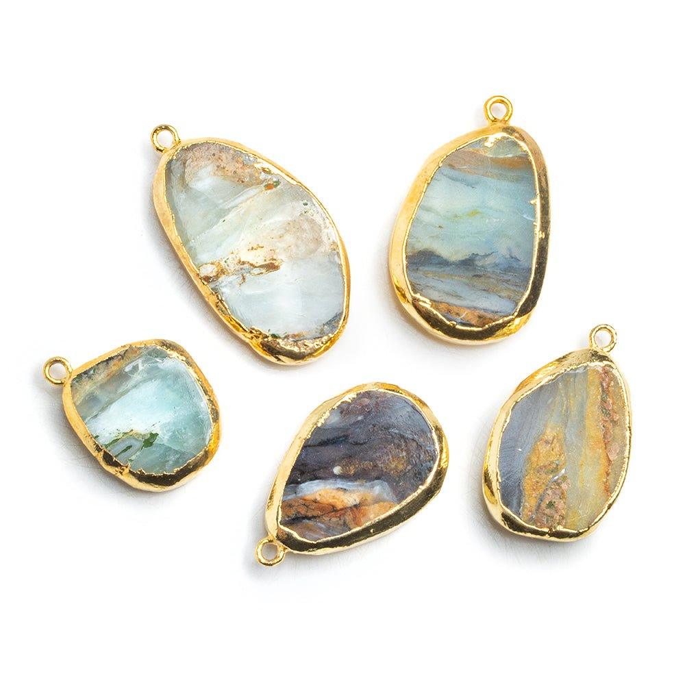 Gold Leafed Blue Peruvian Opal Freeshape Pendant - The Bead Traders