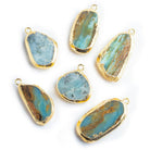 Gold Leafed Blue Peruvian Opal Freeshape Pendant - The Bead Traders