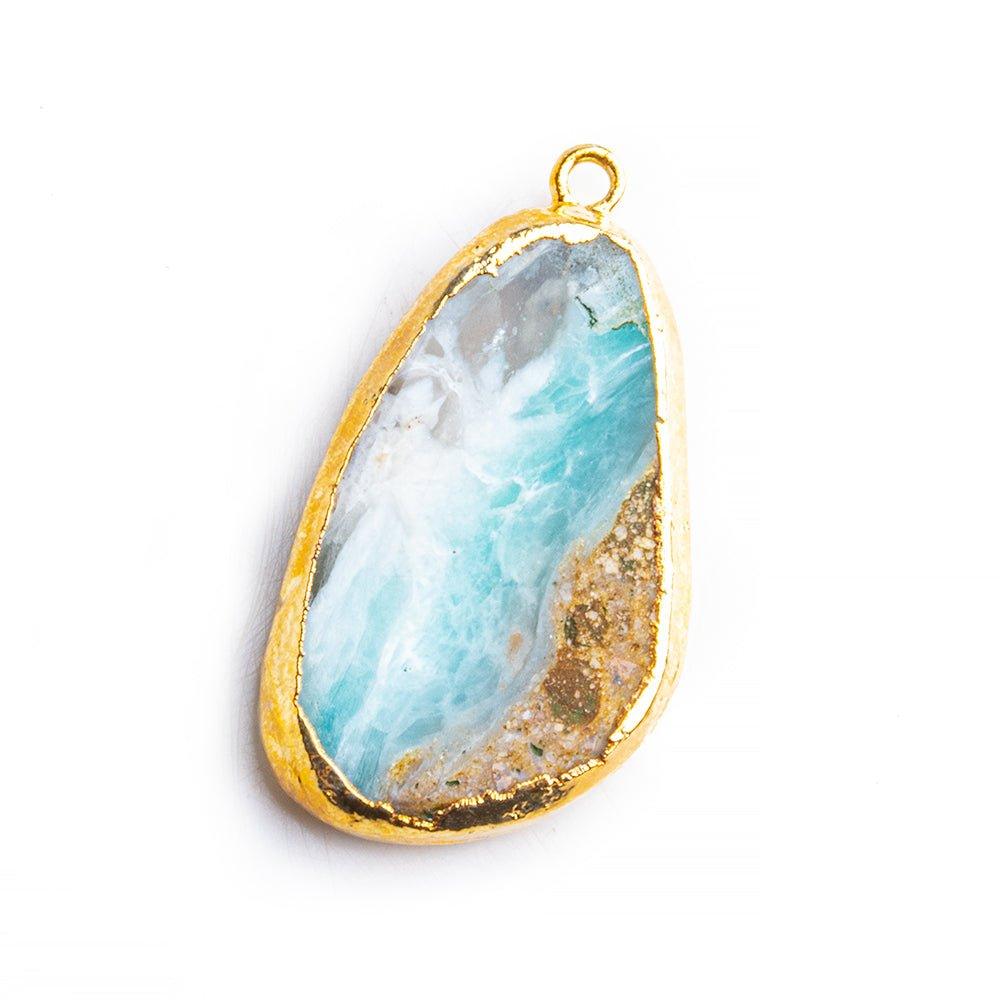 Gold Leafed Blue Peruvian Opal Freeshape Pendant - The Bead Traders