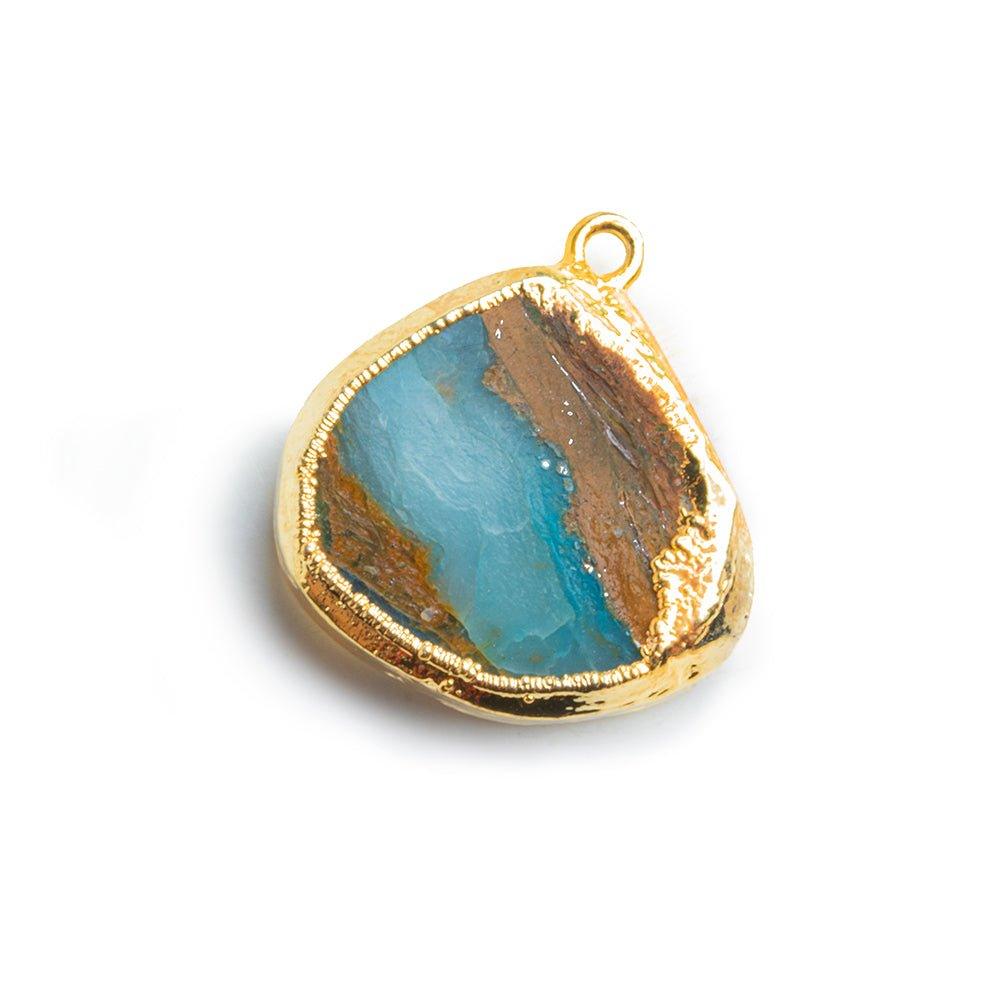 Gold Leafed Blue Peruvian Opal Heart Pendant - The Bead Traders