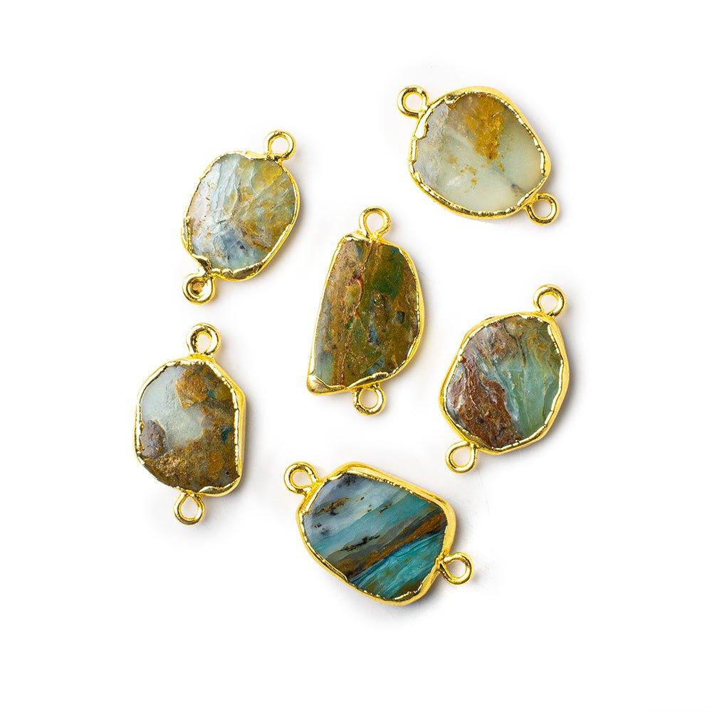Gold Leafed Blue Peruvian Opal nugget Connector 1 piece 13x10mm average size - The Bead Traders