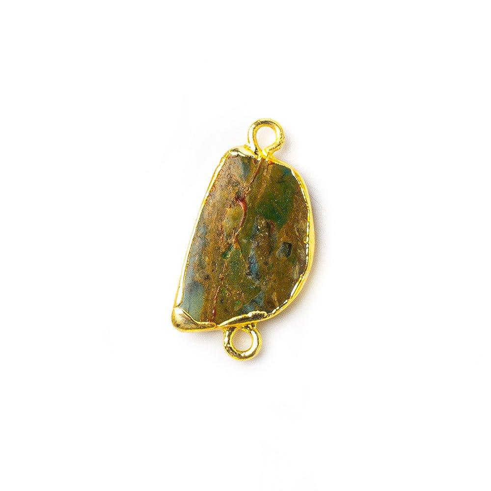 Gold Leafed Blue Peruvian Opal nugget Connector 1 piece 13x10mm average size - The Bead Traders