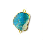Gold Leafed Blue Peruvian Opal nugget Connector 1 piece 18x17mm average size - The Bead Traders