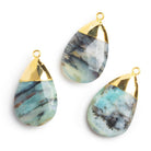 Gold Leafed Blue Peruvian Opal Pear Pendant 1 Bead (M) - The Bead Traders